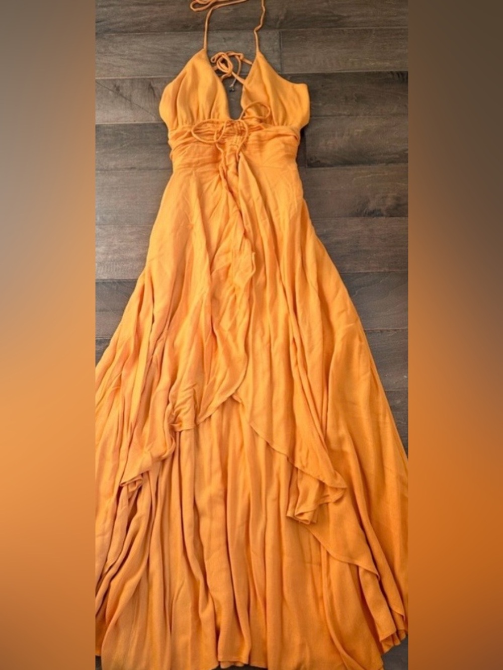 Free People Halter Maxi Dress in Golden Yellow-Orange